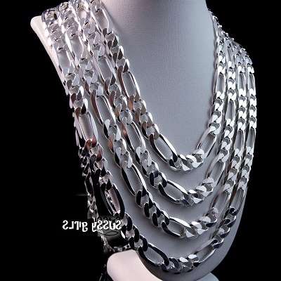 9mm 925 STERLING SILVER PREMIUM QUALITY FIGARO LINK CHAIN NECKLACE FILLED