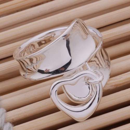 Exquisite 925 Sterling Silver with Heart Pendant Ring Imported Filled Jewelry