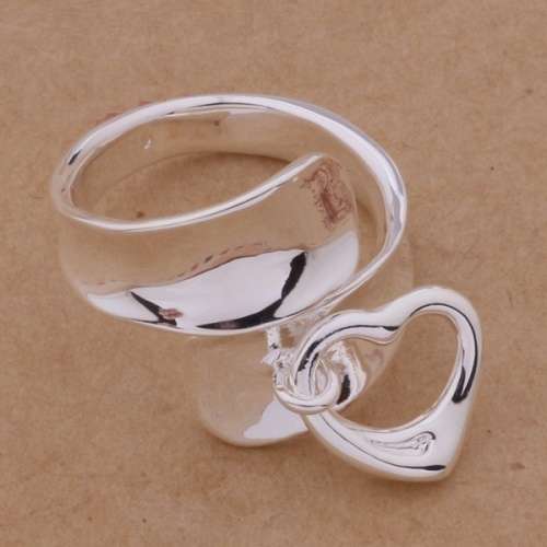 Exquisite 925 Sterling Silver with Heart Pendant Ring Imported Filled Jewelry