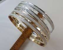 **Wow** 5mm Silver or Gold Glitter Double Imported Bangles