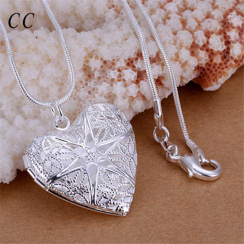 Sparkling Heart Shape Locket with 925 Sterling Silver Imported Filled Neck Chain