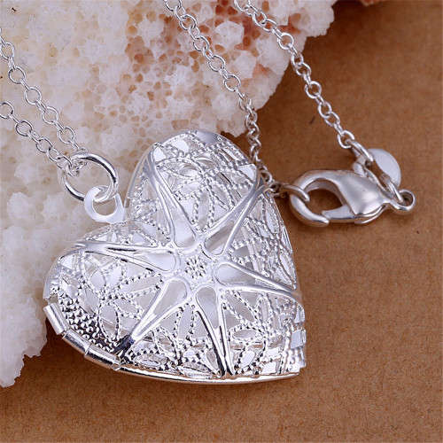 Sparkling Heart Shape Locket with 925 Sterling Silver Imported Filled Neck Chain