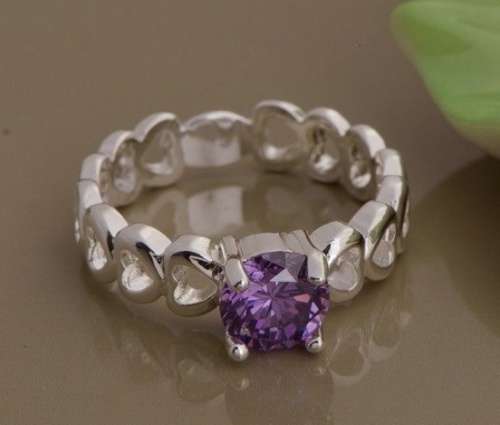 Dazzling Cr Amethyst Set in 925 Sterling Silver Imported Filled Ring