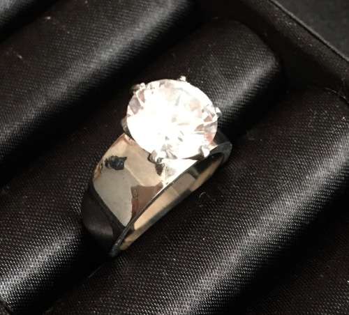 Eye Catching Memorial Diamond set in Stainless Steel Engagement Ring Imported