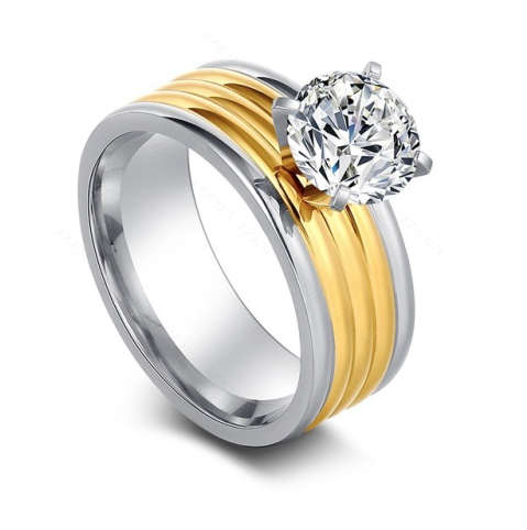 Stainless Steel Engagement Imported Diamante Ring