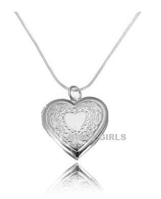 Sparkling Heart Shape Locket with 925 Sterling Silver Imported Filled Neck Chain