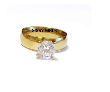Bianca's Solitaire Diamante Engagement 18ct Yellow Imported Rolled Gold Ring