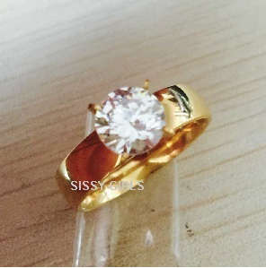 Bianca's Solitaire Diamante Engagement 18ct Yellow Imported Rolled Gold Ring