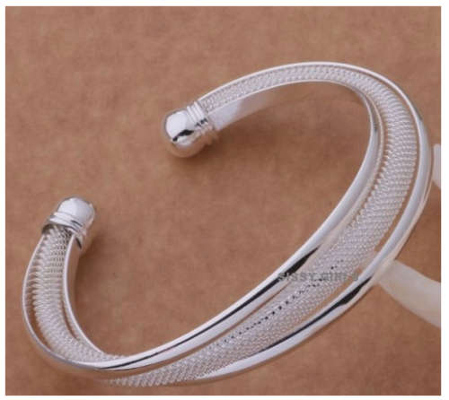 Gorgeous 925 Sterling Silver Open Cuff Bangle Imported Filled Jewelry