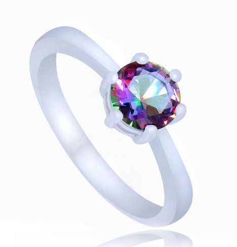 Exquisite  Cr. Rainbow Topaz Ring Imported Ring with 925 Marking