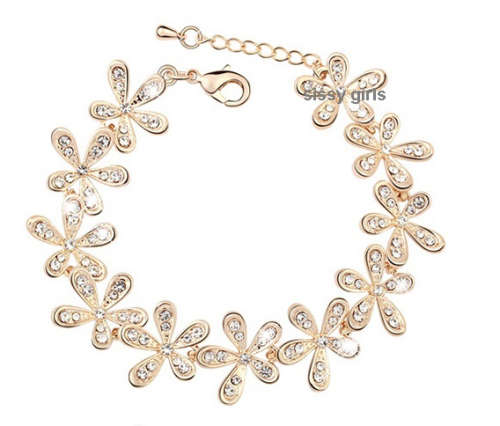 Flashing 18ct Yellow Rolled Gold Diamante Tennis Bracelet