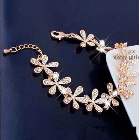 Flashing 18ct Yellow Rolled Gold Diamante Tennis Bracelet