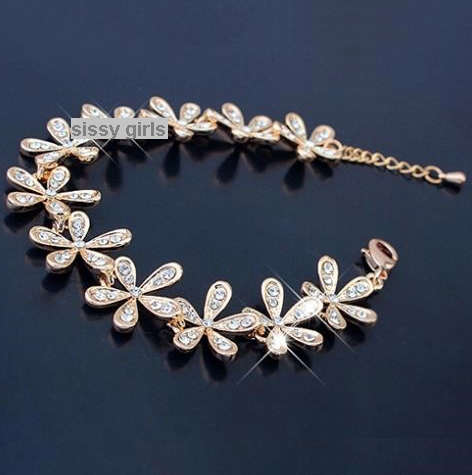 Flashing 18ct Yellow Rolled Gold Diamante Tennis Bracelet