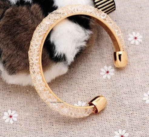 18ct Yellow Rolled Gold Austrian Crystal Beads Adjustable Bracelet