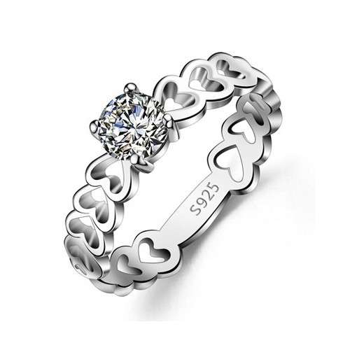 Dazzling Diamante Set in 925 Sterling Silver Imported Filled Ring