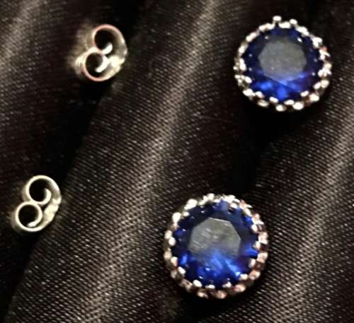 Attractive Cr. Sapphire Earrings Imported with 925 Marking