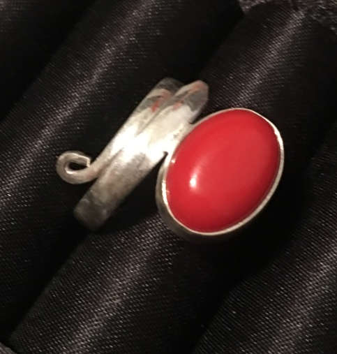 Elegant Red Coral Gemstone Set in 925 Sterling Silver Ring Imported Filled Jewelry