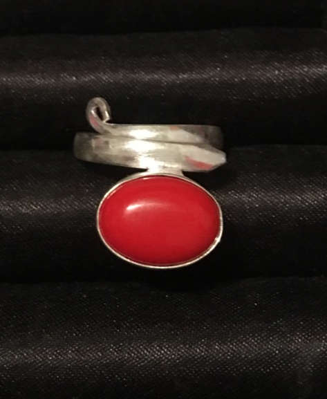 Elegant Red Coral Gemstone Set in 925 Sterling Silver Ring Imported Filled Jewelry