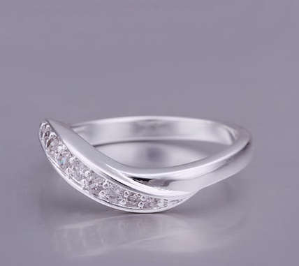 Shimmering Diamante in 925 Sterling Silver Ring Imported Filled  Jewelry with 925 Marking