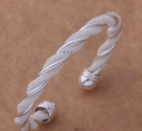 Charming 925 Sterling Silver Cuff Bangle/Bracelet Imported Filled Jewelry