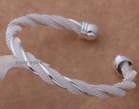 Charming 925 Sterling Silver Cuff Bangle/Bracelet Imported Filled Jewelry