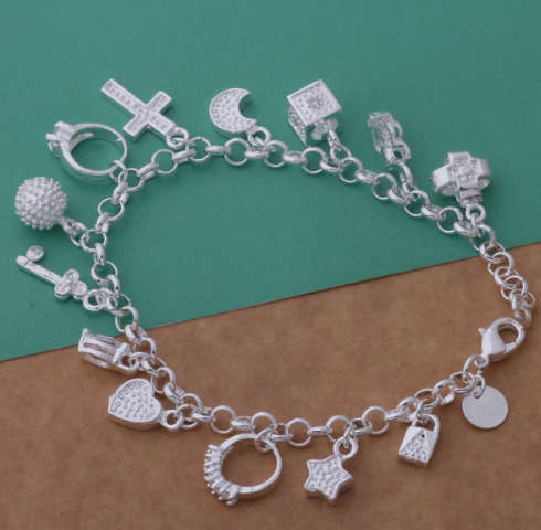 Adorable 925 Sterling Silver Charm Bracelet Imported Filled Jewelry
