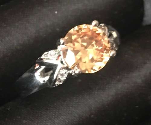 GORGEOUS SIM CITRINE SET IN 925 STERLING SILVER RING IMPORTED FILLED JEWELRY