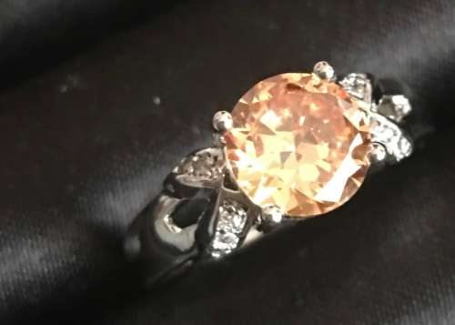 GORGEOUS SIM CITRINE SET IN 925 STERLING SILVER RING IMPORTED FILLED JEWELRY