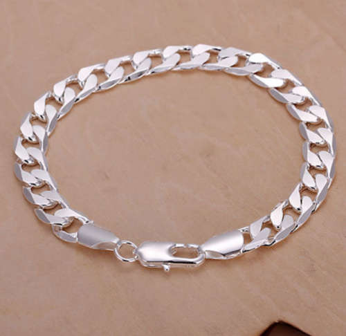 Super-B 10mm 925 Sterling Silver Unisex Bracelet Imported Filled Jewelry
