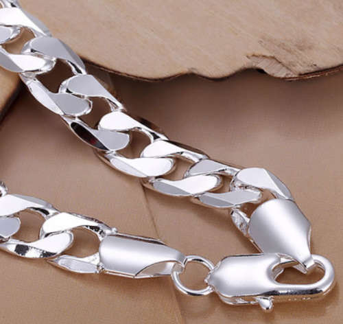 Super-B 10mm 925 Sterling Silver Unisex Bracelet Imported Filled Jewelry