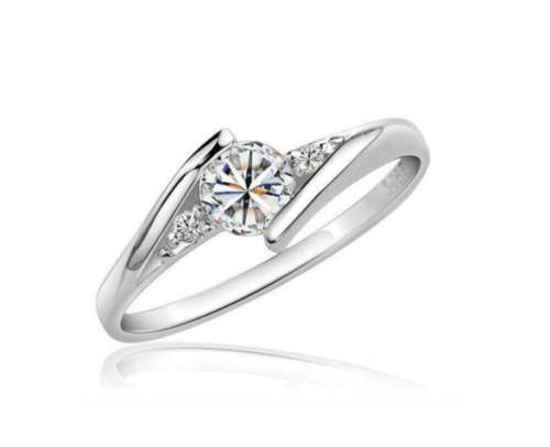 Adorable Sim Diamond in 925 Sterling Silver Ring imported Filled