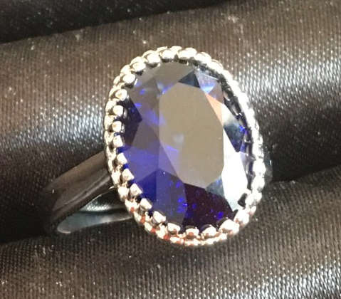 Posh Sim Blue Sapphire Set in 925 Sterling Silver Ring Imported Filled Jewelry