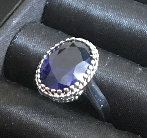 Posh Sim Blue Sapphire Set in 925 Sterling Silver Ring Imported Filled Jewelry