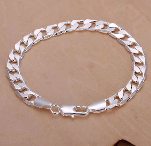 Super-B 10mm 925 Sterling Silver Unisex Bracelet Imported Filled Jewelry