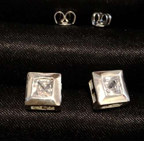 Charming Diamante Set in 925 Sterling Silver Earrings Imported Filled Jewelry