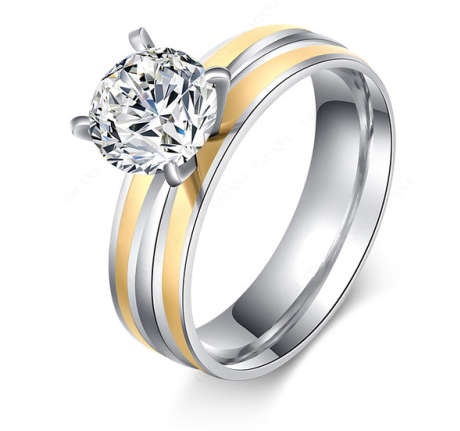 **Timeless Elegance** Diamante Set in Stainless Steel Imported Ring