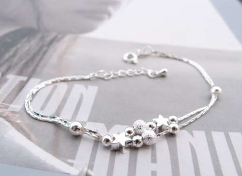 Gorgeous 925 Sterling Silver Petite Charm Bracelet Imported Filled Jewelry