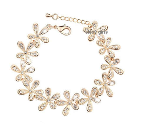 Flashing 18ct Yellow Rolled Gold Diamante Tennis Bracelet