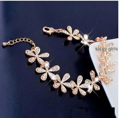 Flashing 18ct Yellow Rolled Gold Diamante Tennis Bracelet