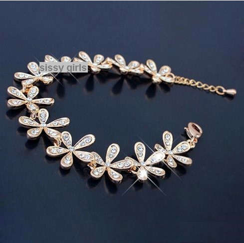 Flashing 18ct Yellow Rolled Gold Diamante Tennis Bracelet