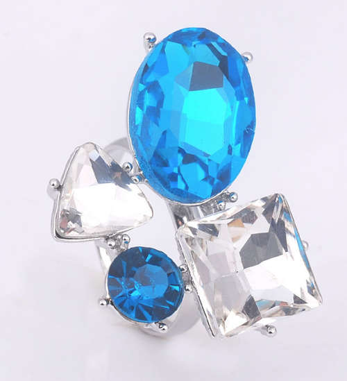 Elegant Blue and White Gemstones Set in 925 Sterling Silver Ring Imported Filled Jewelry
