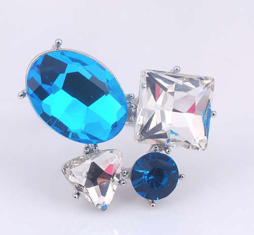 Elegant Blue and White Gemstones Set in 925 Sterling Silver Ring Imported Filled Jewelry