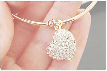 Elegant Diamante in 18ct Yellow Rolled Gold Open Cuff Bangle/Bracelet