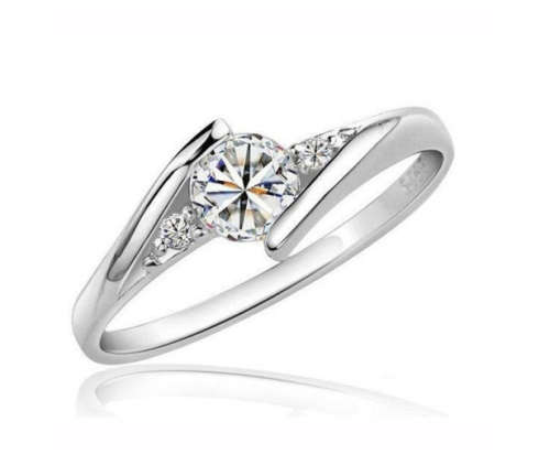 Adorable Sim Diamond in 925 Sterling Silver Ring imported Filled