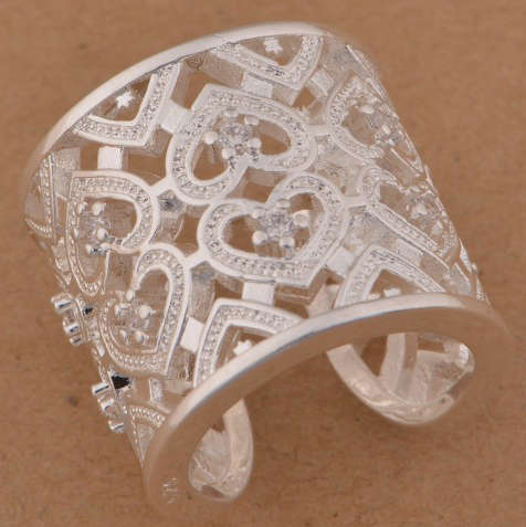 Gorgeous Swarovski Crystals in 925 Sterling Silver Ring Imported Filled Jewelry