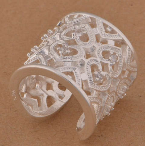 Gorgeous Swarovski Crystals in 925 Sterling Silver Ring Imported Filled Jewelry