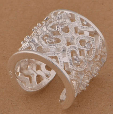 Gorgeous Swarovski Crystals in 925 Sterling Silver Ring Imported Filled Jewelry