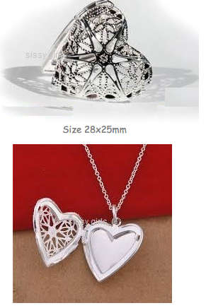 - Stylish - 925 Sterling Silver Heart Shape  Locket with Matching Chain Imported Filled Jewelry