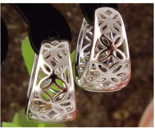 Petite Yet Sexy 925 Sterling Silver Cute Hollow Flower Hoop Earrings Imported Filled