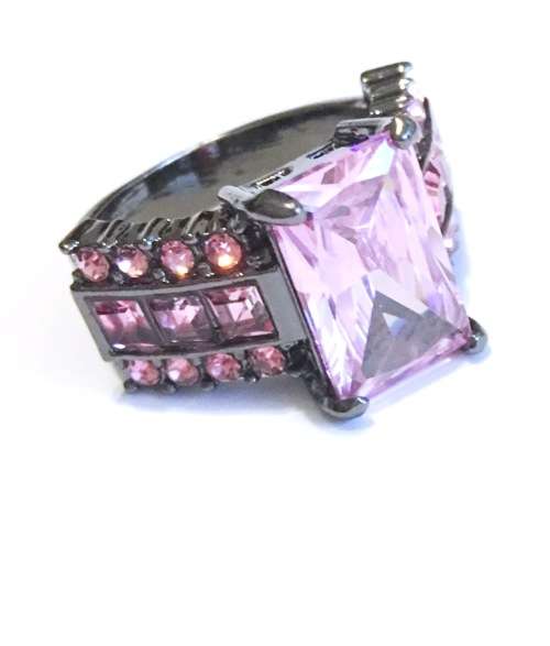 Classy Sim Pink Topaz Set in 14ct Black Gold Filled Imported Ring